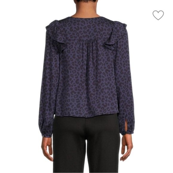 MARINE LAYER Rory Longsleeve Cheetah Print Ruffle Blouse - Picture 2 of 8